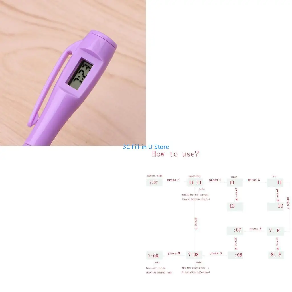 G8TA 1Pcs 볼펜 디지털 시계 전자 시계 펜 시험 펜 시계 펜