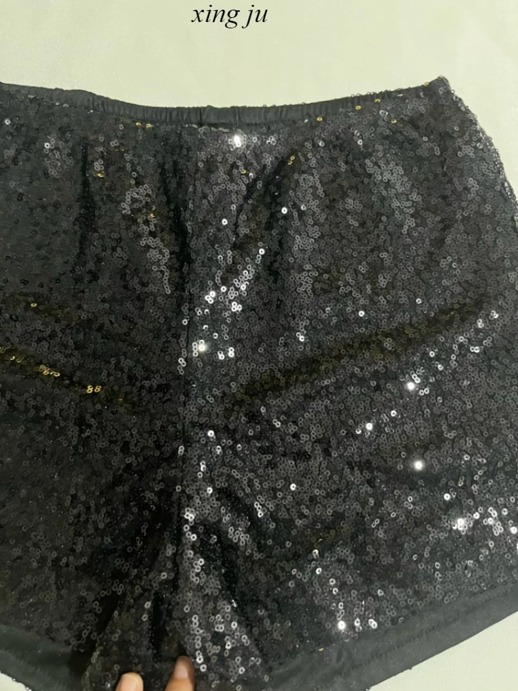 Kpop Jazz danse vêtements discothèque femmes chanteur scène Costumes noir brillant paillettes Shorts Festivals rue Performance Rave Wear