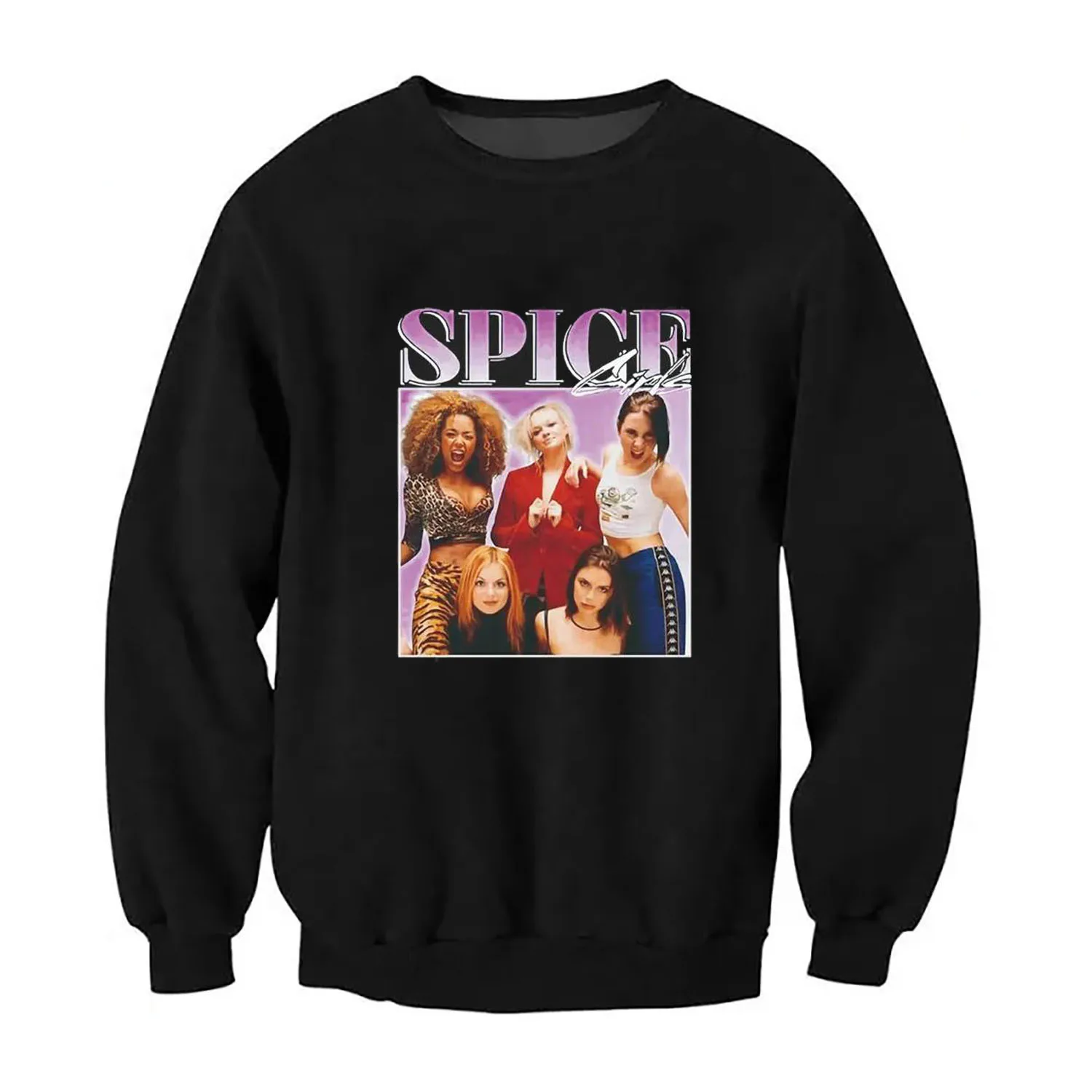 Fashion Womens Mens Sweatshirt Spice Girls 90s Vintage Printing Unisex Pullover Crewneck Soft Breathable Hoodie Streetwear