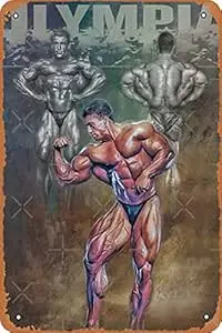 Zuhhgii Dorian Yates Mr Olympia Bodybuilding Artwork Poster Metal Tin Sign 8X12 Inches Man Cave Retro Vintage Wall Decor Art