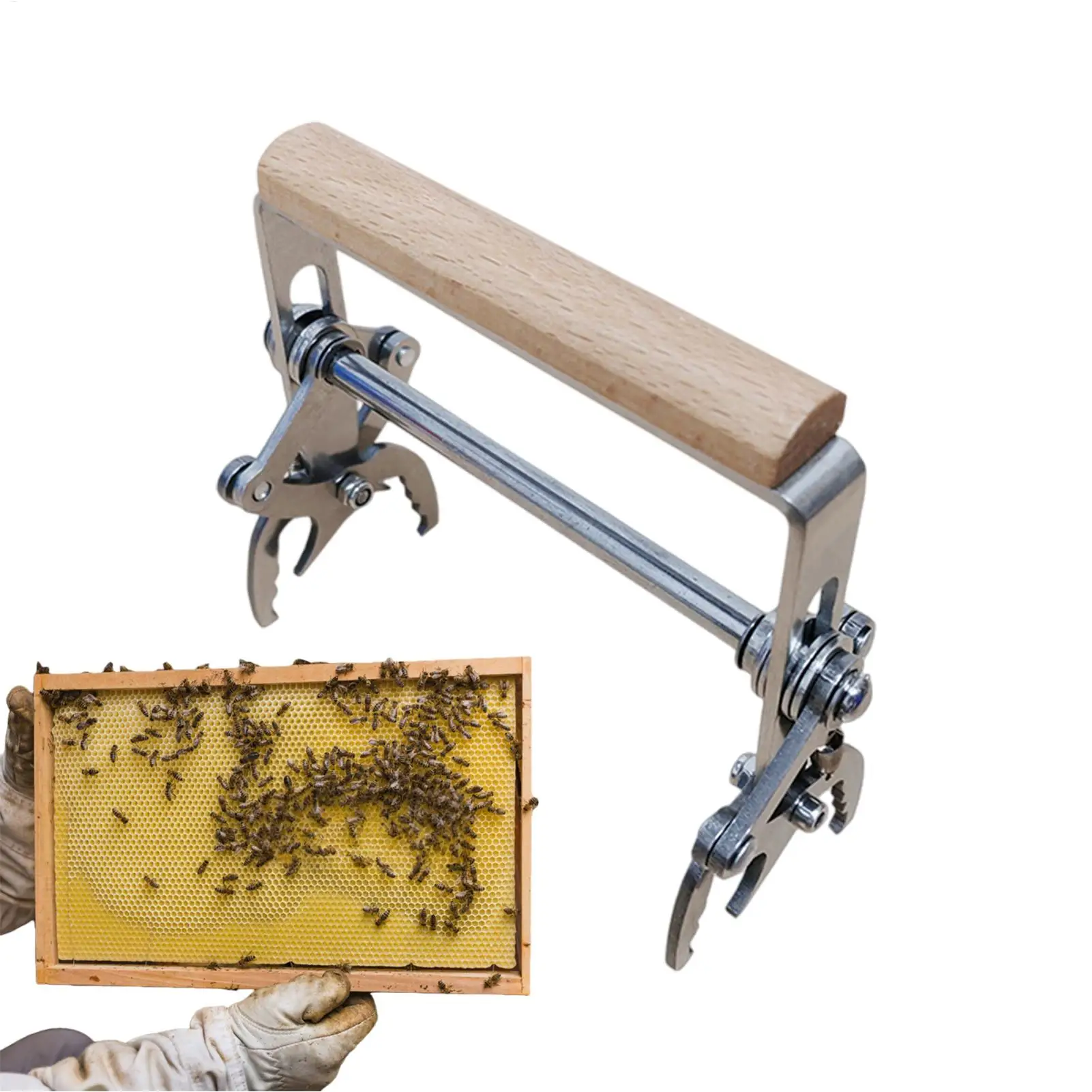 

Захват для пчелиных рамок из нержавеющей стали с эргономичной деревянной ручкой, противоскользящий, для легкого извлечения меда