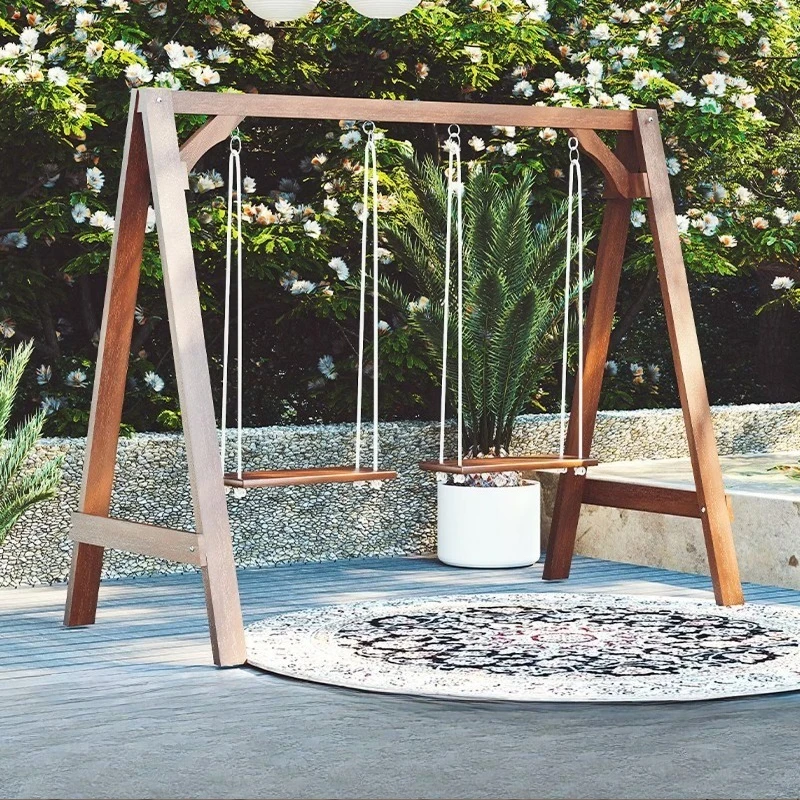 

Wooden swing Solid wood leisure rocking chair Outdoor adult balcony hanging chair