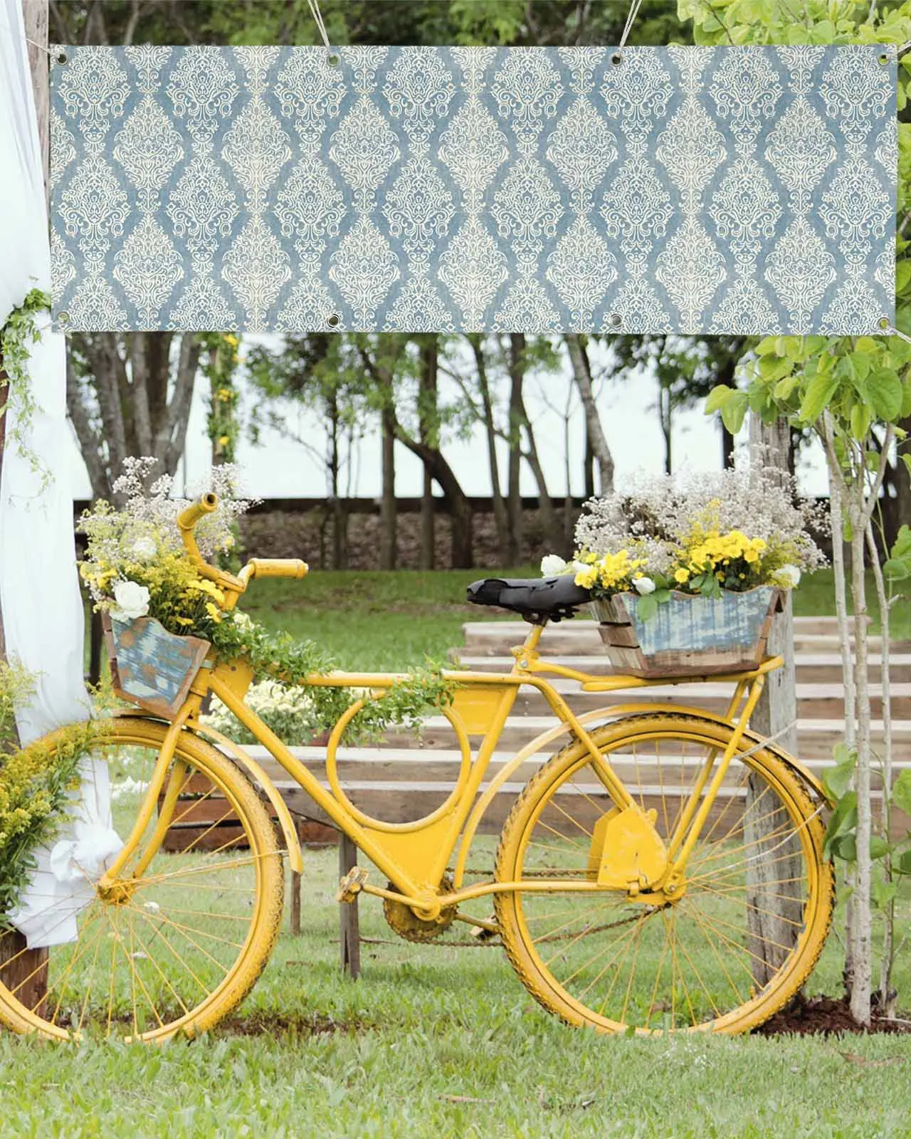 Retro Floral Pattern Decorate banners flags and commemorative days with 4 sizes to choose from customizable product patterns