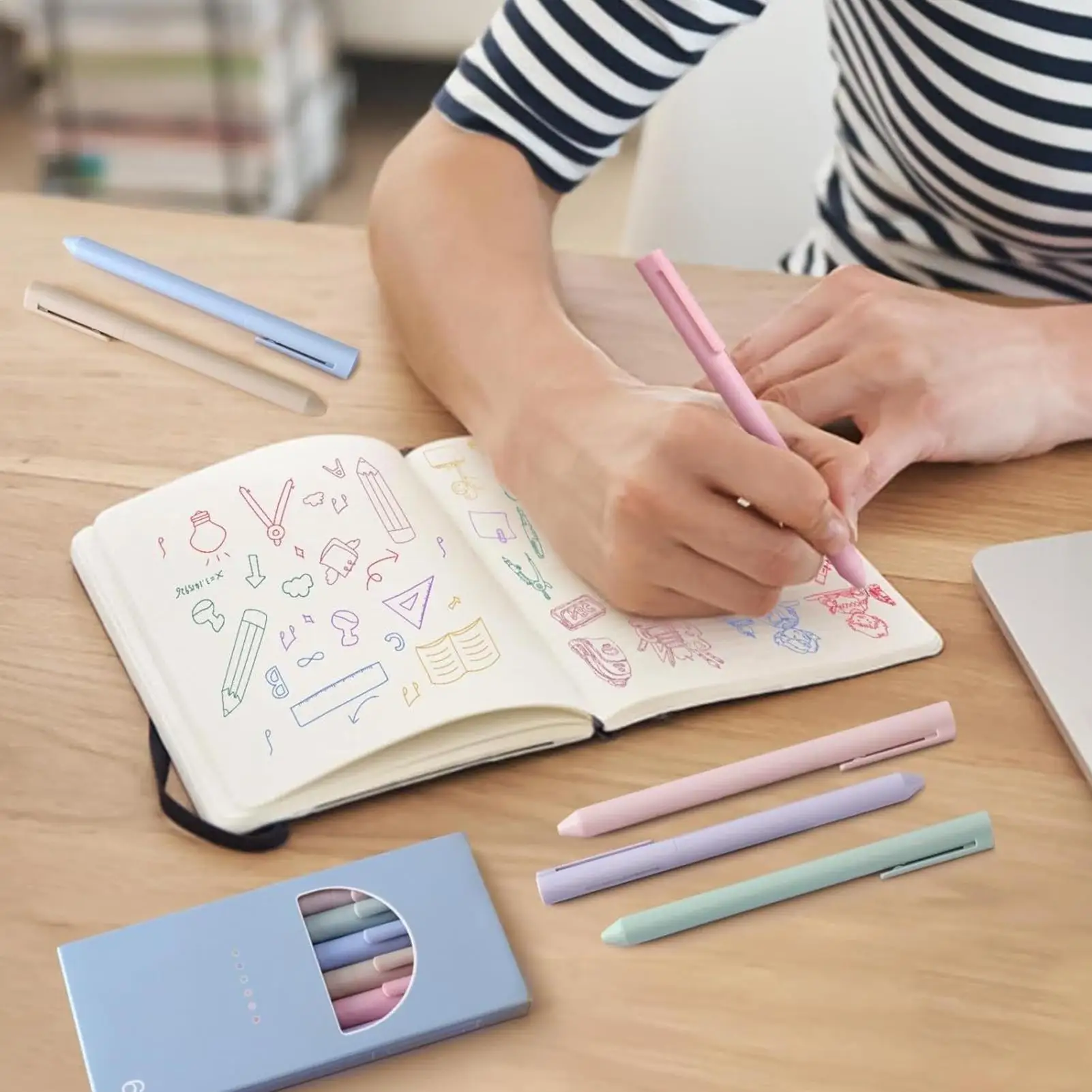 أقلام جل ملونة 6 قطع أقلام حبر ملونة أدوات مكتبية للكتابة قلم رصاص مائي عتيق لرسم السفر وأعياد الميلاد والفصول الدراسية في مكان العمل