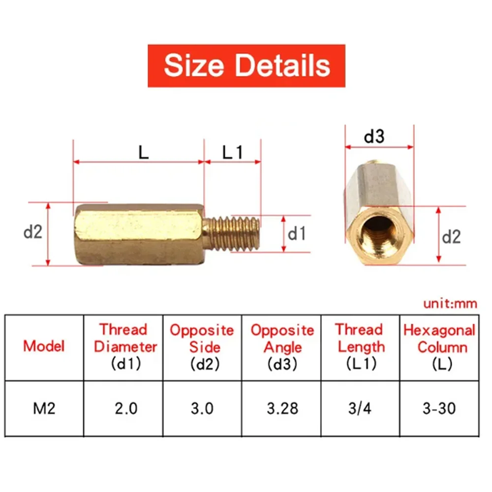 30-300 шт., латунная Шестигранная Проставка M2 для материнской платы