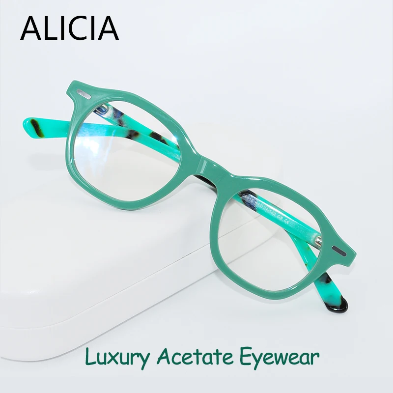 

ALICIA Small Size New Fashion Retro Polygon Eyeglasses Green Luxury Acetate Eyewear Optical Prescription Frames Man Woman
