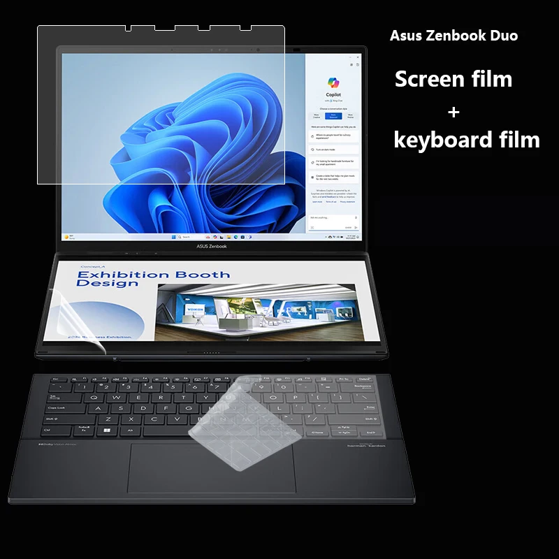 

Для ASUS Zenbook Duo 2024/2025 пленка для клавиатуры 14-дюймовый двойной экран для ноутбука UX8406CA защитная пленка для экрана Peep-proof пленка