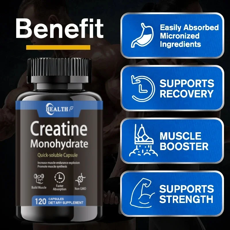 Creatine Monohydrate Capsules 120ct 3000mg Per Serving GlutenFree NonGMO