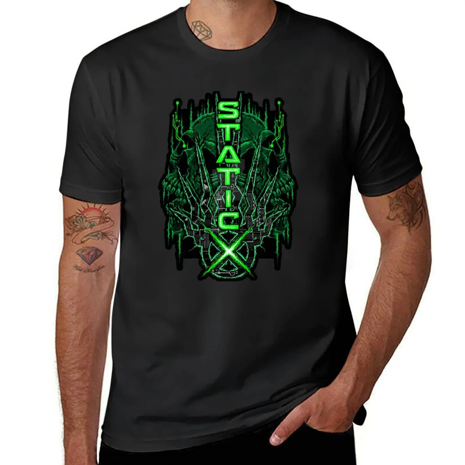 Static-X T-Shirt funnys blanks hippie clothes t shirts for men cotton