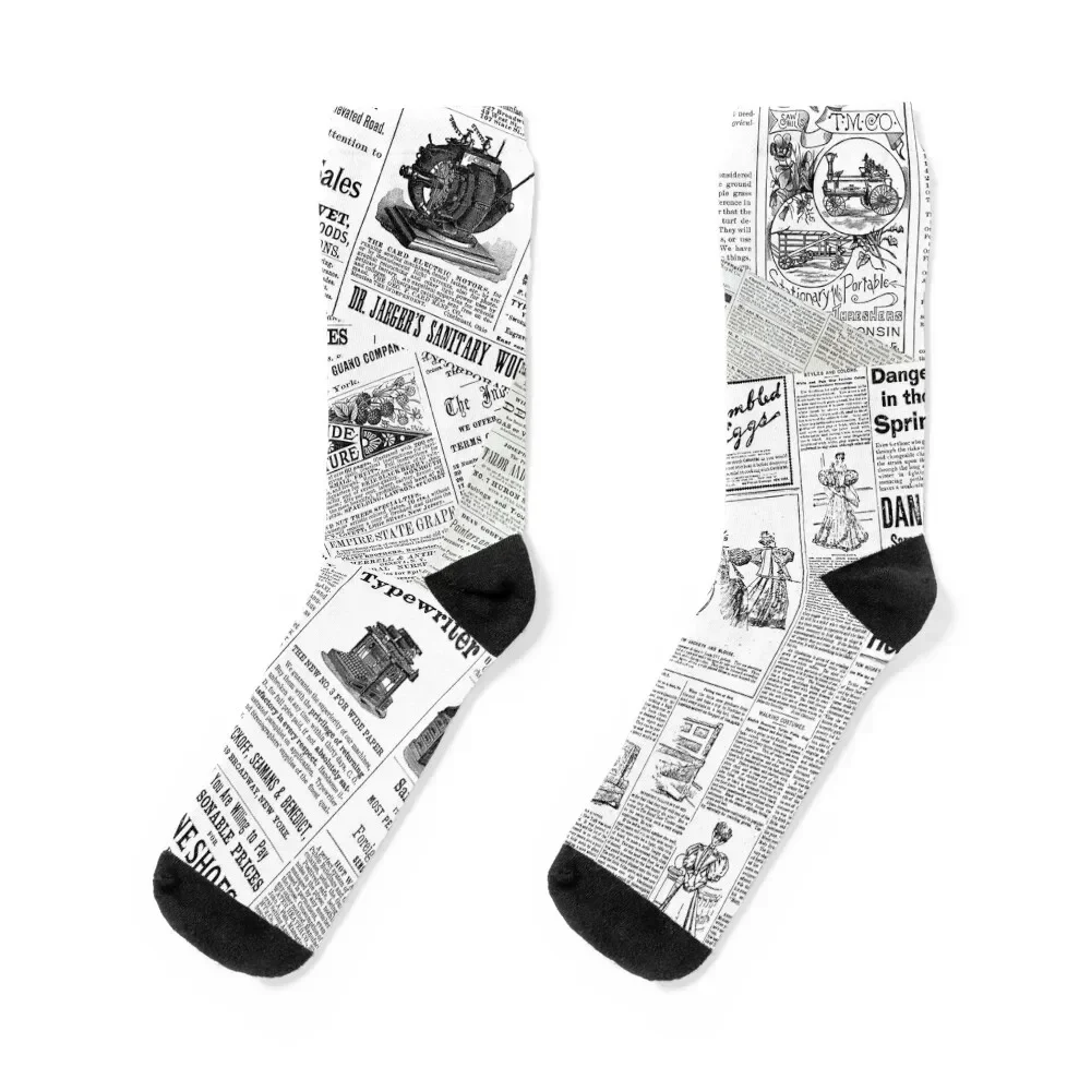 

Vintage Newspaper Print Socks designer cycling christmas gift Rugby Socks Men's Women's