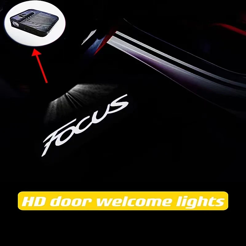 

2PCS Ford Fiesta Focus All Cars Model Car Door Welcome Light Projection Lamp Free Wiring Modified Decorative Light Courtesy Lamp