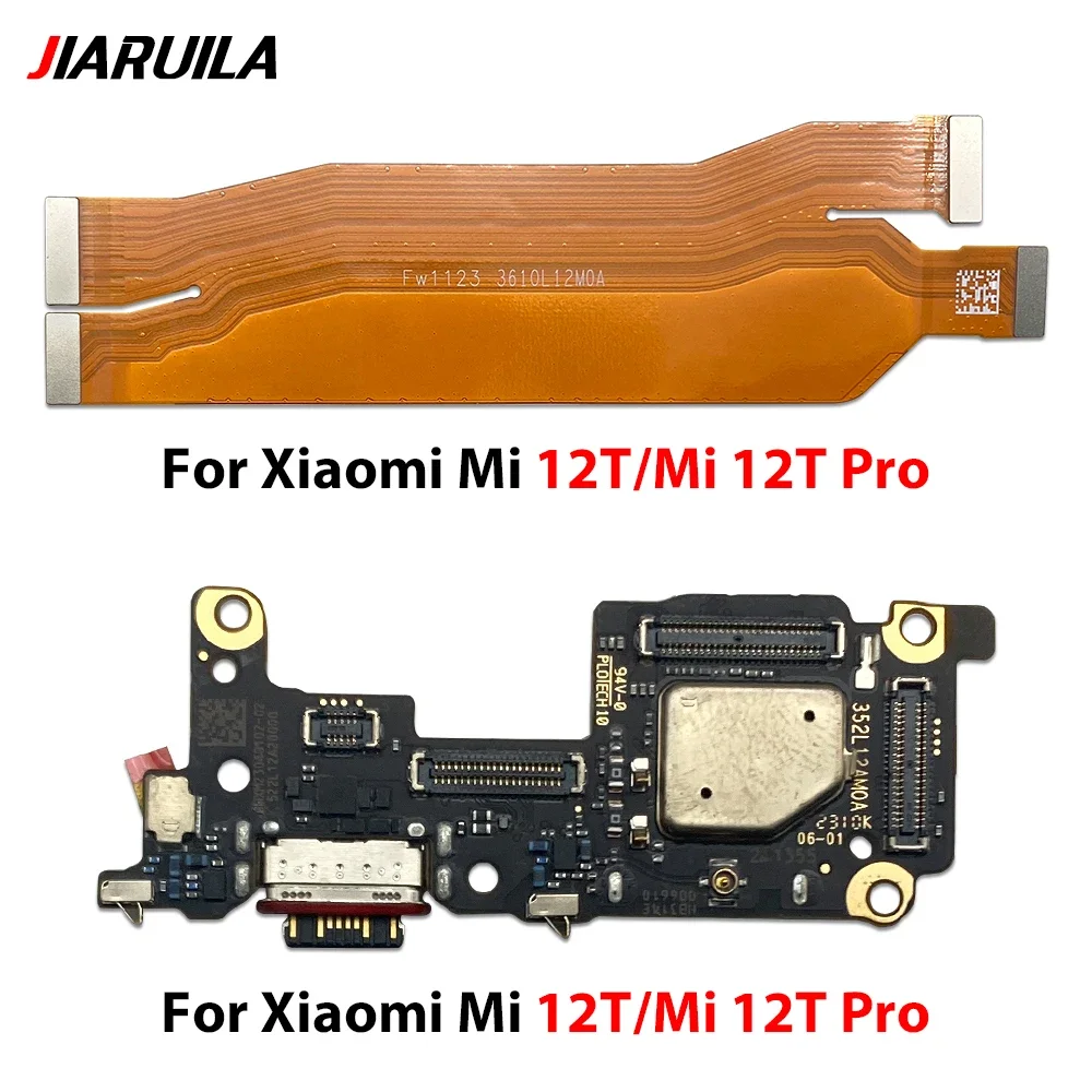 For Xiaomi Mi 12T Pro Mi 12T USB Charging Board Dock + Main Board Motherboard Connector Mother Board Flex Cable Replacement