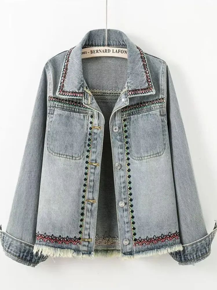 แจ็คเก็ตยีนส์ทรงหลวมสไตล์สตรีทแฟชั่นใหม่ประจำฤดูใบไม้ร่วงปี 2025 ของ Heavy Industry Joker  พร้อมลายปัก