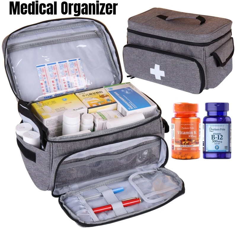 Travel First Aid Kit Bag for Home Medical Carry Bag Multifunctional Storage Organizer Layered Medicine Boxes Medicine Cabinet