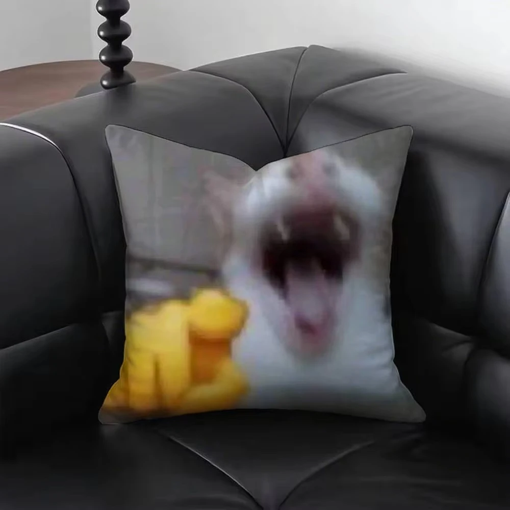 

Funny Cat M-Meme Pillow Cover Emoji Print Cushion Case Abstract Design Home Decor for Living Room Sofa Bedroom 1PC