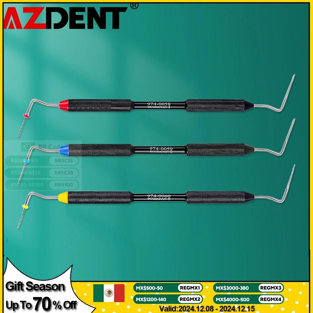 1Pcs AZDENT Dental Endo Buchanan Hand Plugger Fill Instrument NITI Tip #0 #1 #2 Endodontic Dentist Dentistry Tools