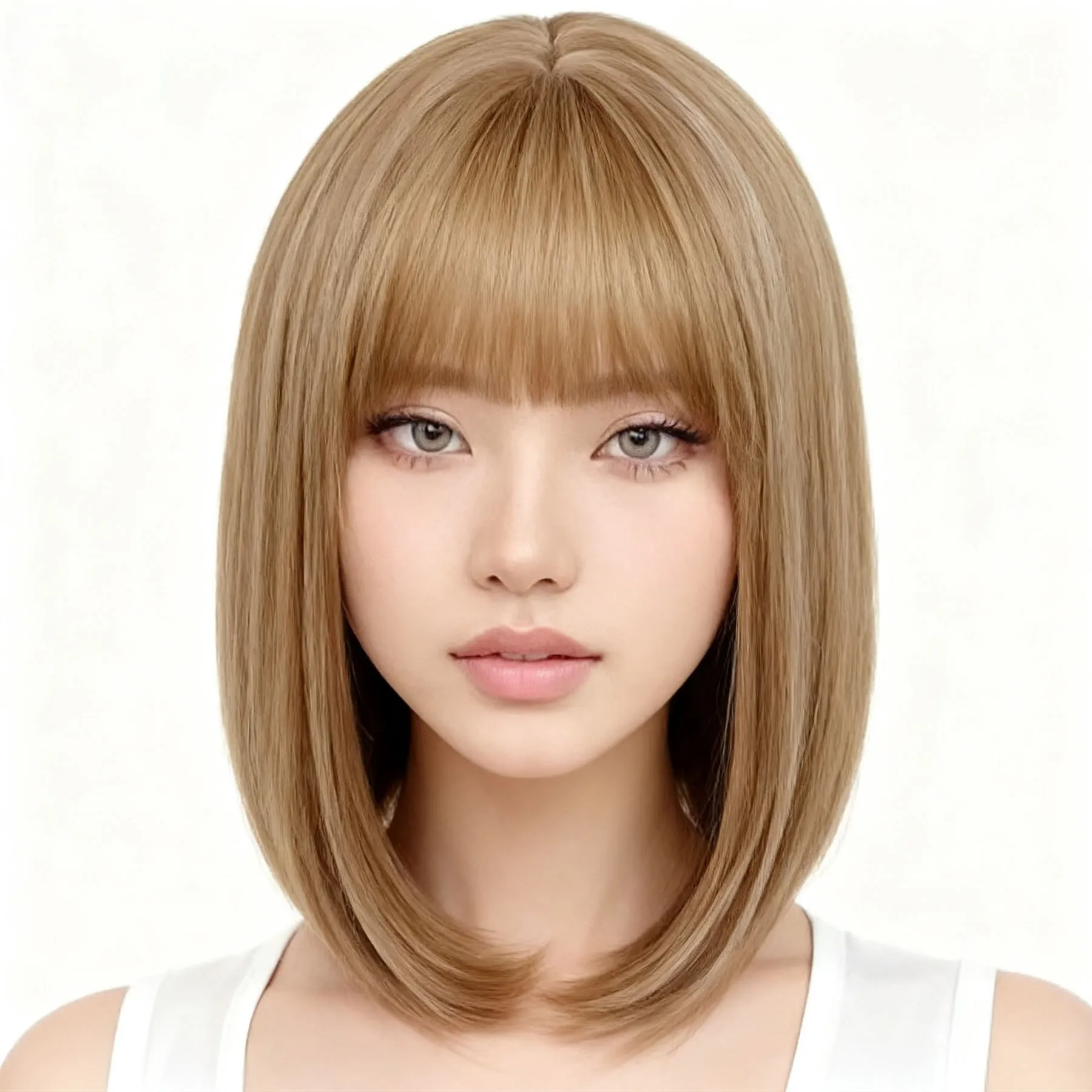 Synthetic Cosplay Wig 16 Inch Short Bob Brown Wig with Bangs Straight Hair for Women Natural Stylish Look Suitable for Costume