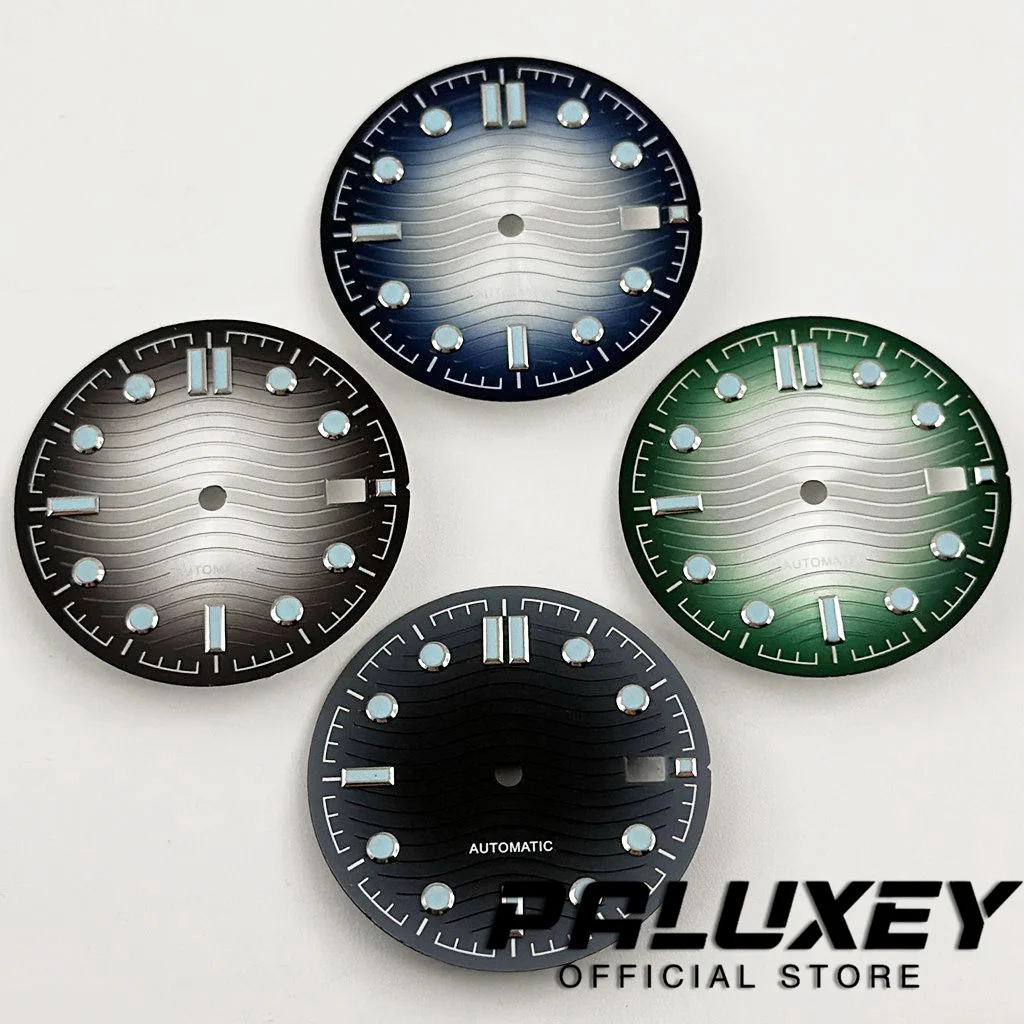 NH35 31mm Dial Gradient Color Blue Luminous Suitable for NH35 NH36 Movement for Seamaster 300 Mechanical Watch Case Date Window