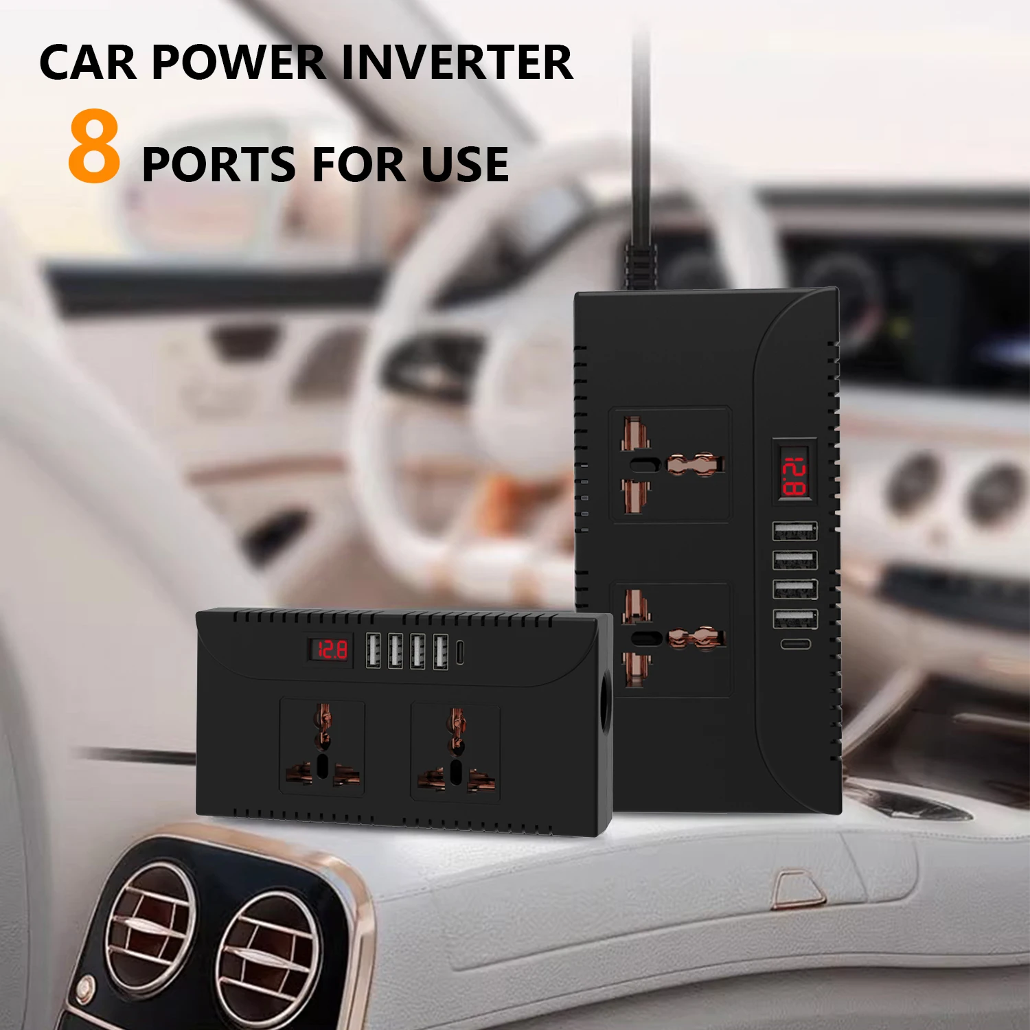 

150w Car Power Inverter DC 12V/24V 110V/220V USB Ports 1 Type Fast Charging Port For Car Inverter Safe Power Devices Parts