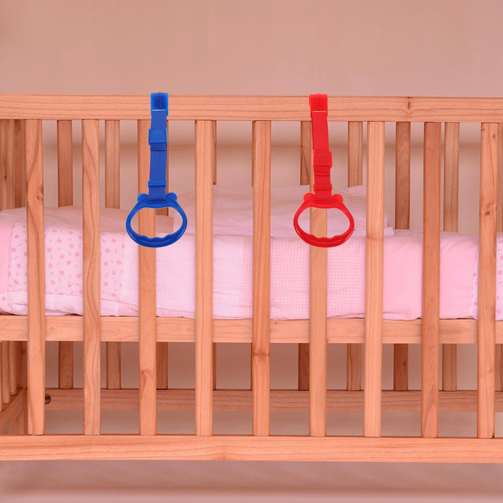 

4Pcs Toddler Gym Equipment Ergonomic Grips Vibrant Colors Safe Material Crib Hanging Rings Infant Walking Practice Ring