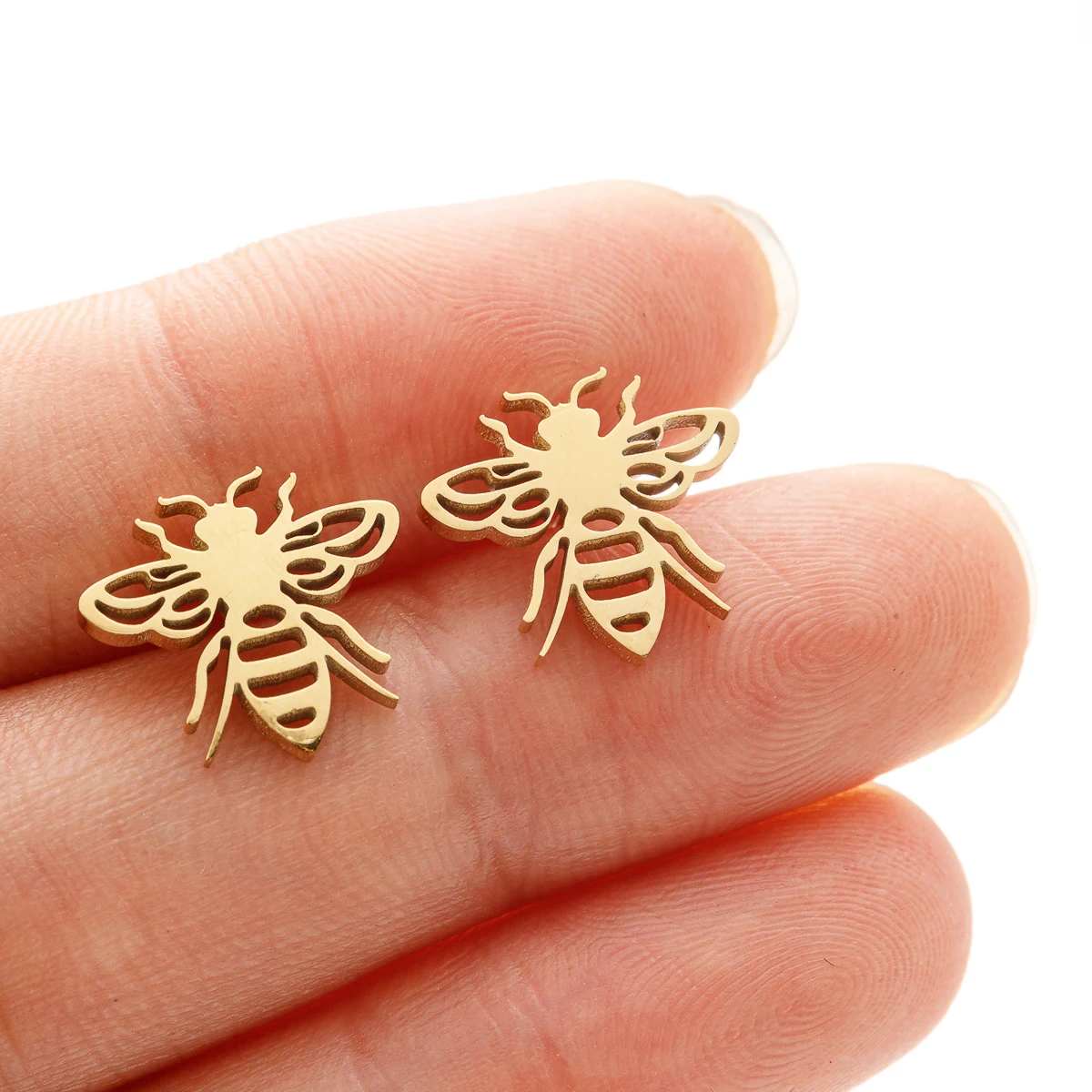 1Pair Small Bee Stud Earring Stainless Steel Mini Insect Bee Earrings Earrings For Women Girls Party Jewelry Gift