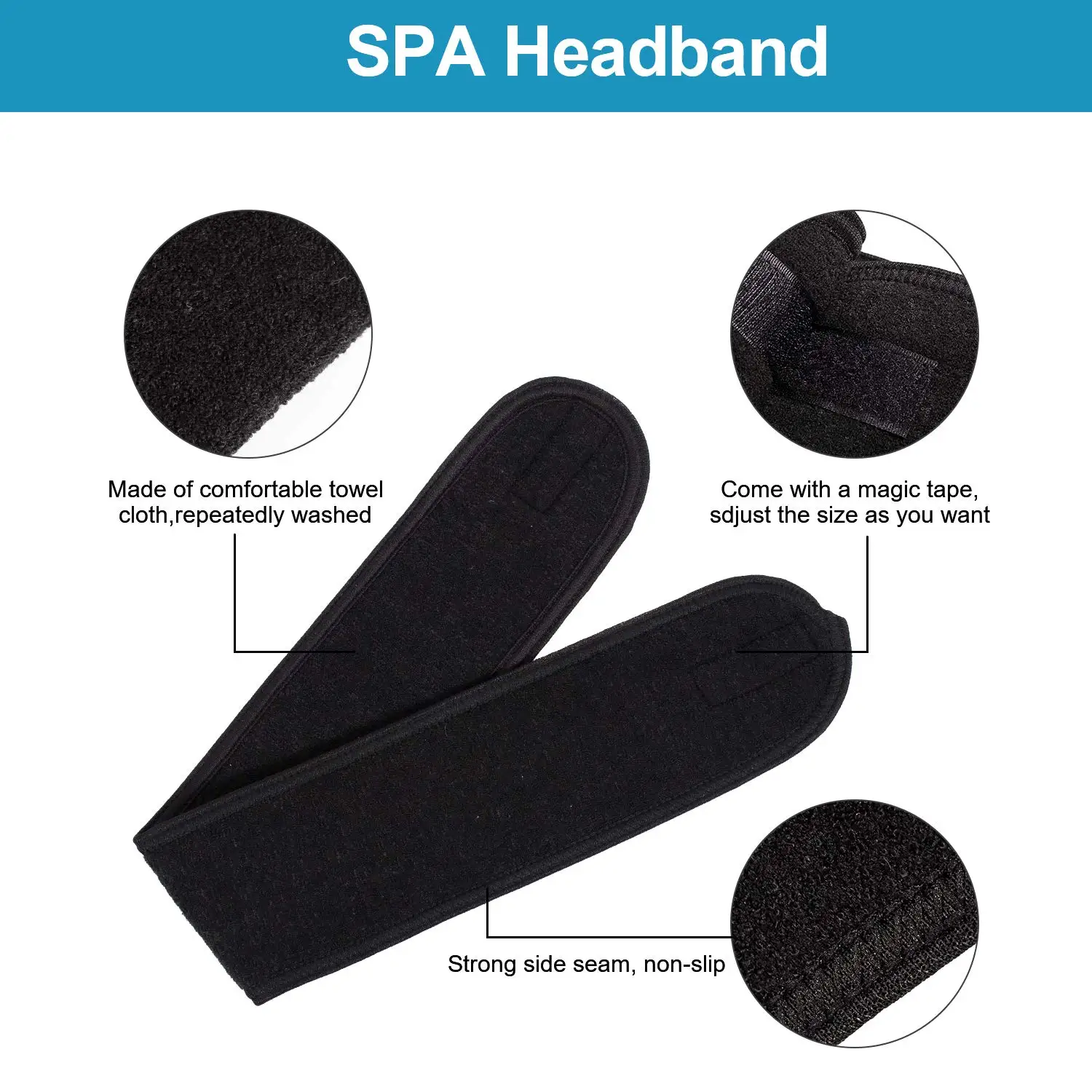 10 Pieces Adjustable SPA Headband Wide Spa Facial Hairband Yoga Bath Shower Makeup Wash Face Hair Band for Face Washing,Shower