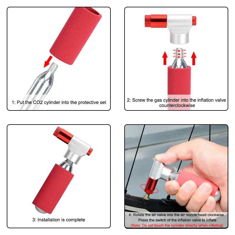 ZOYOSPORTS Mini CO2 Inflator Compact Bicycle Tire Pump for Road and Mountain Bikes CO2 Cartridges Not Included