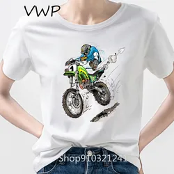 Funny Motorcycle Motocross Print Women T Shirt Short Sleeve Hip Hop Streetwear T-shirt Harajuku Casual Female Graphic Tops Tee