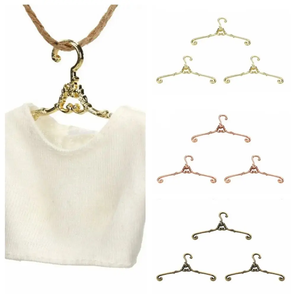 5Pcs Metal Doll Clothes Hanger Retro Windproof Mini Coat Hanger 4/6.5cm Durable Dolls Clothes Rack Ob11 Doll Clothes