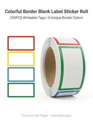 250Pcs/Roll Name Storage Books Classify Stickers,4 Designs 1.0*1.8in DlY Decor Label Perfect For Office Use Home Storage Kitchen