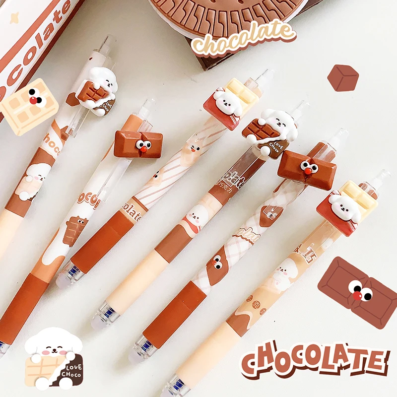 Kawaii Stationery School Office Supplies Gift Chocolate Erasable Gel Pen 0.5mm Blue Ink back to school asthetic Cute pens