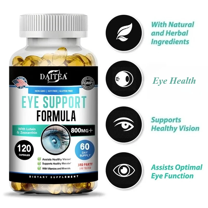 Lutein and Zeaxanthin، مكمل تركيبة صحة العين، دعم صحة الرؤية، تخفيف إجهاد العين، كبسولات غير المعدلة وGMO #3