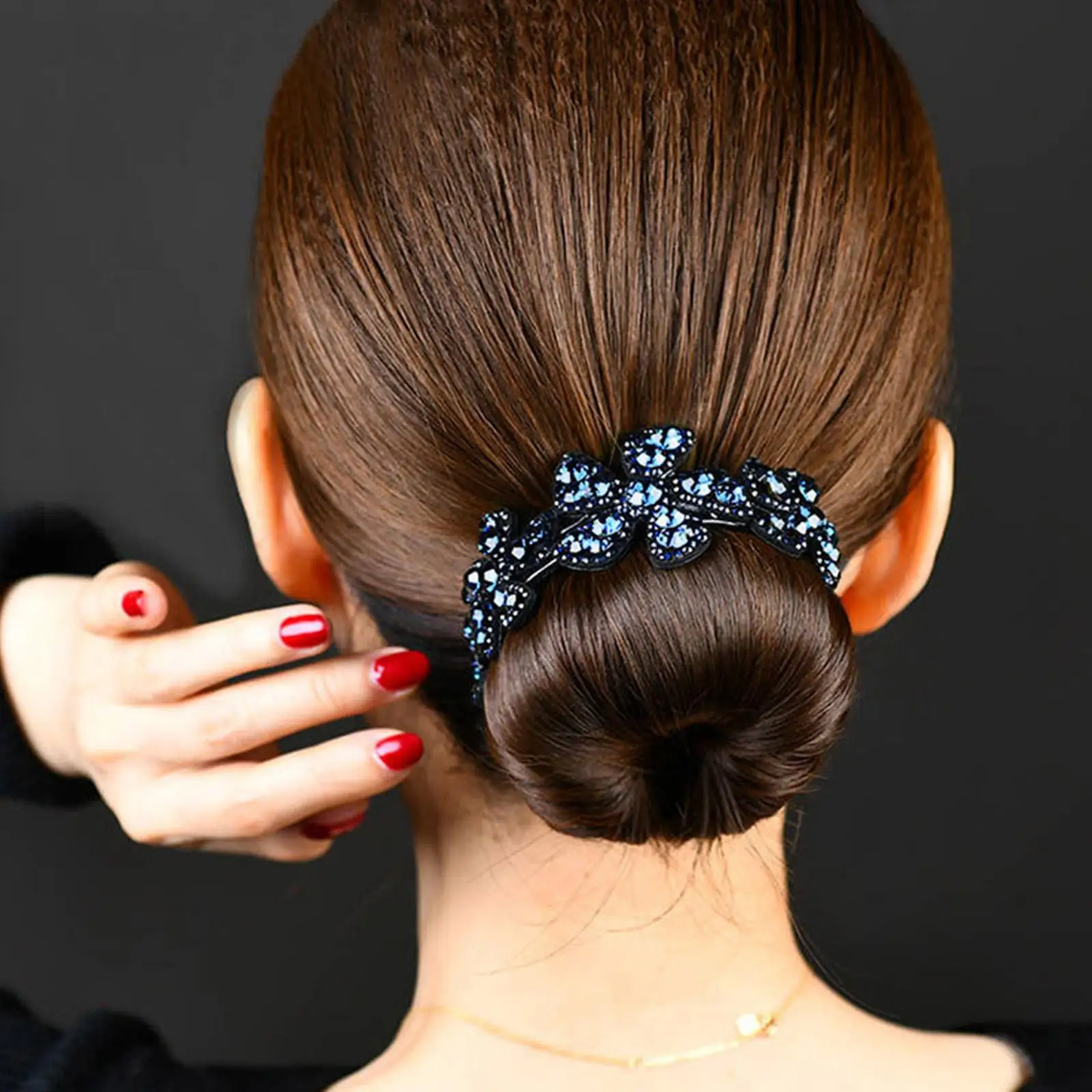 Shiny Rhinestone Flower Ponytail Holder Twist Bun Shaper Women Hair Grips Claw, Sparkling Crystal Stone Braided Hair Clips Tool