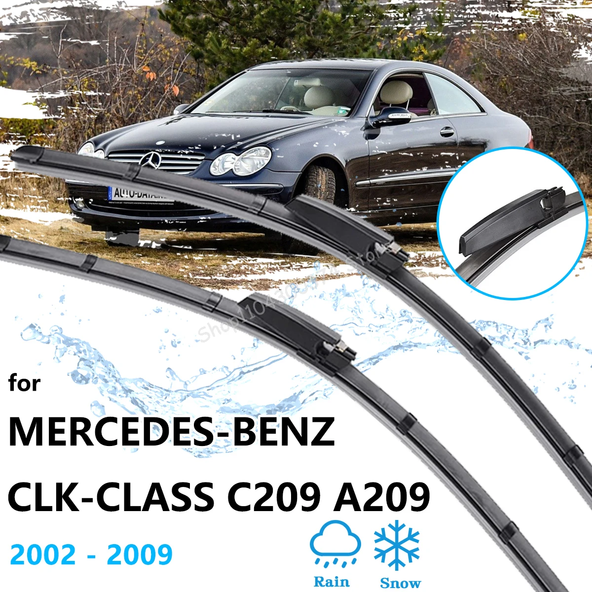 

2Pcs For Mercedes-Benz CLK-Class C209 A209 2002~2009 Front Window Wiper Blades Windshield Windscreen Cleaning Brushes Accessorie