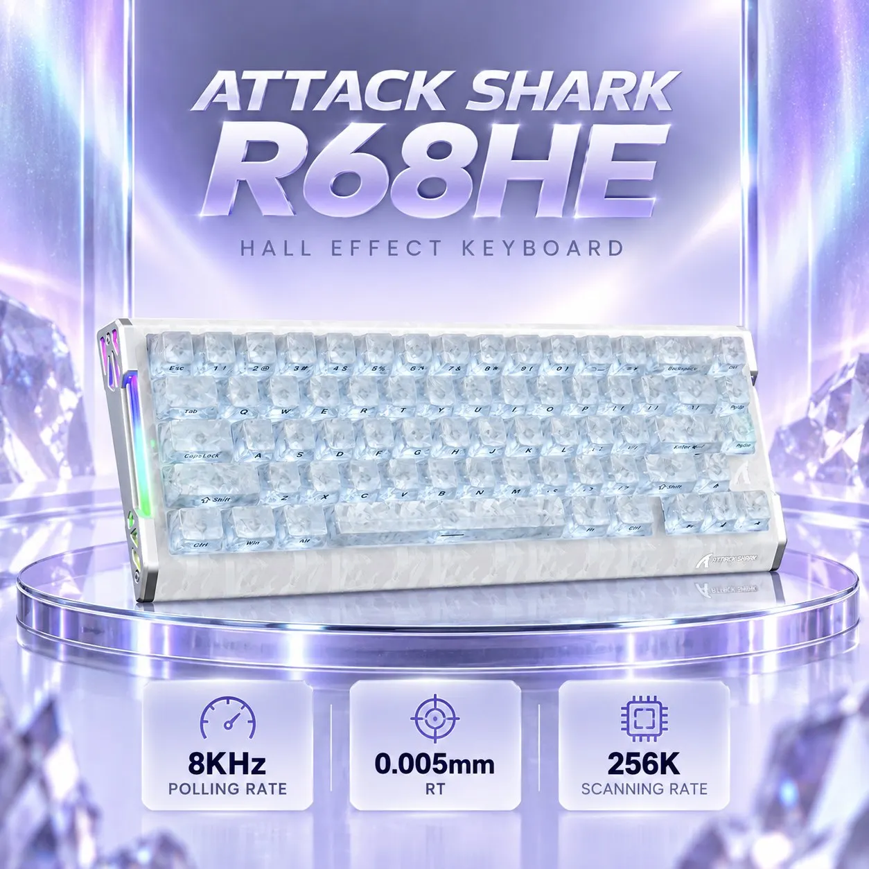 ATTACK SHARK R68HE Wired Magnetic Keyboard Forged Carbon Huannuo Liyu Switch 8K Polling 256K Scan 0.005mm RT for PC Laptop