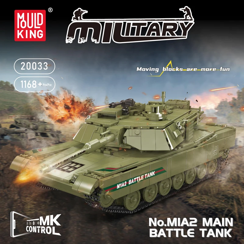 Molde rei 20033 tanque técnico brinquedos o rc m1a2 tanque de batalha principal bloco de construção montagem tanque tijolo conjunto crianças presente natal