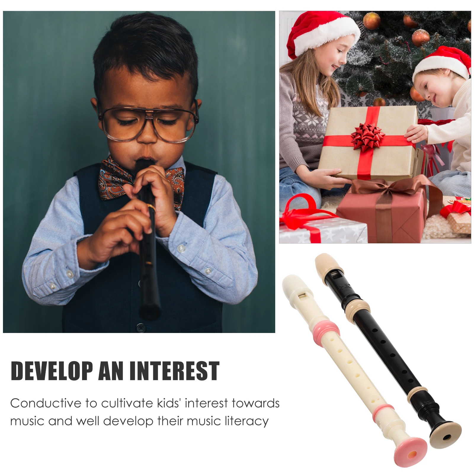 

1Set Clarinet Instrument Plastic Beginner Practice Wind Instrument Kids Durable 8-Hole Clarinet Soprano Recorder Student