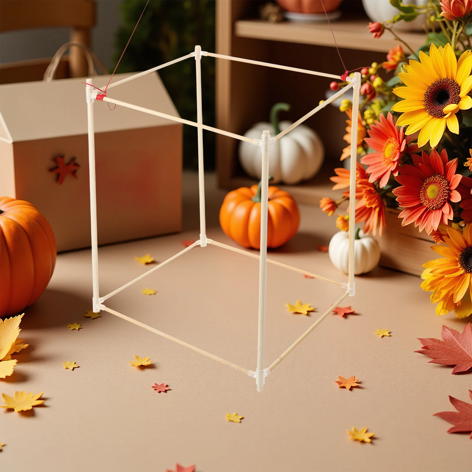 

Unfinished Wooden Lantern Frame Kit DIY Craft Sturdy Smooth Surface Easy Installation Wind Resistant Decorative Lighting