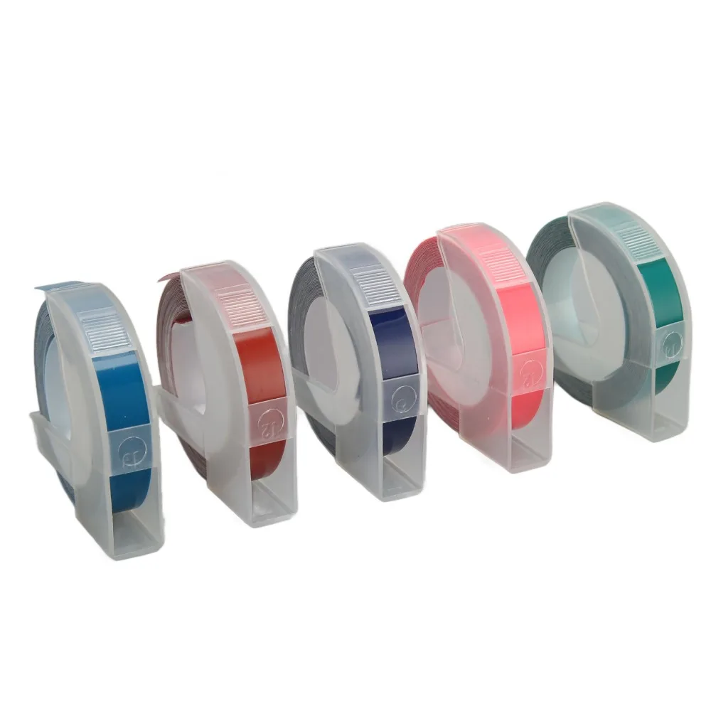 5Pcs 9mm Width 3D Embossing Label Tapes Wide Application Embossing Tape for DYMO12813、12814、 5500A 5500B
