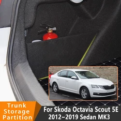 Auto Accessories For Skoda Octavia Scout 5E Sedan 2012~2019 Car Organizer Trunk Side Partition Trunk Interior Storage Box Parts