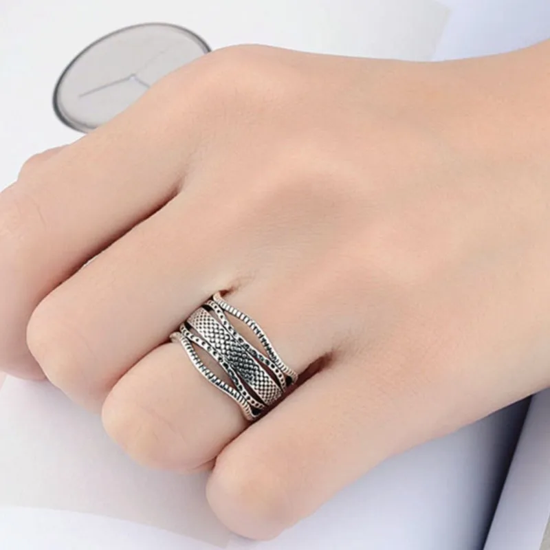 Sam Panda – bague géométrique en argent Sterling 925 pour femmes, personnalité rétro, hégémonie, bijoux réglables, cadeau, livraison directe