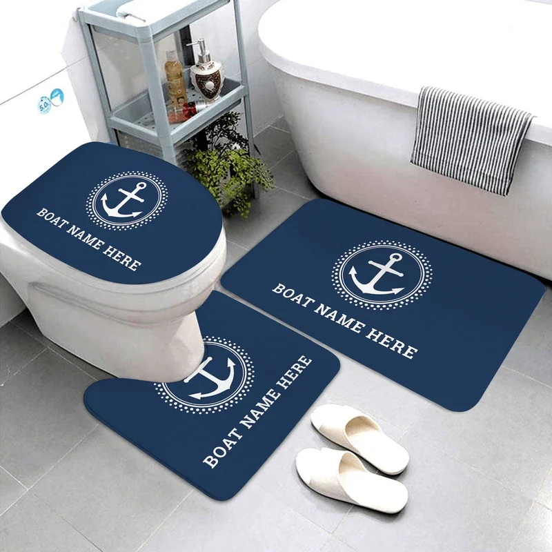 Dark blue nautical decorative bath mat bathroom rug and mat set bathroom mat three piece bathroom products customizable