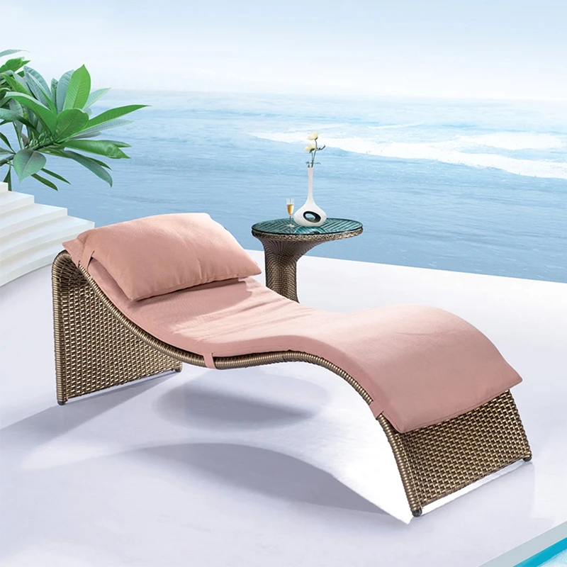 Mobili in Rattan letto da esterno spiaggia piscina lettino Patio balcone sedia in Rattan terrazza per il tempo libero divano letto all\'aperto