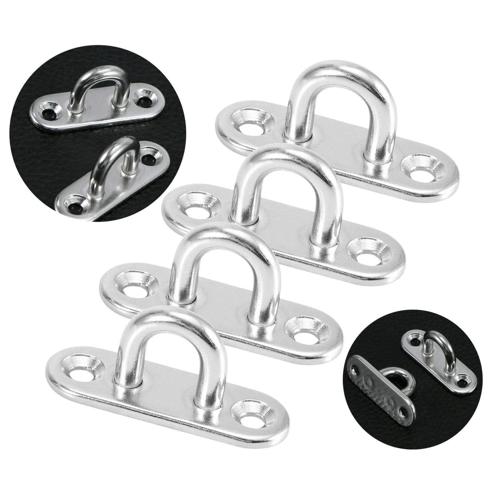 Hook Eye Plate Heavy Oblong Duty Steel Stainless Pad Mount Wall U Boat Ceiling Hanger Ring Garage Hammock D Design Shape