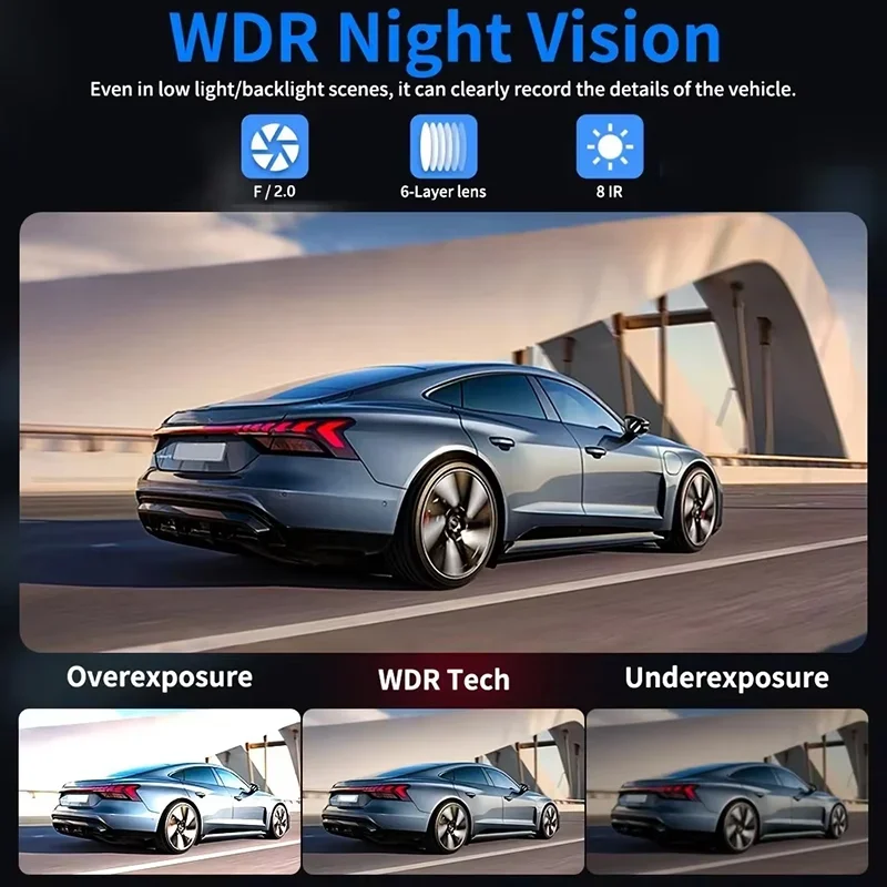 1080P Dash Cam 3/4 Channels Car DVR Dashboard Cameras for Car Way Back Box Parking Mode 24H Front and Rear Interior 360 Dash Cam - view 4
