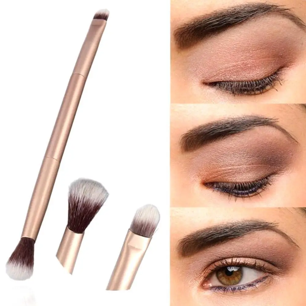 1 pz professionale doppia estremità ombretto pennelli trucco donne ombretto pennello cosmetico accessori di bellezza rosa dorato all'ingrosso