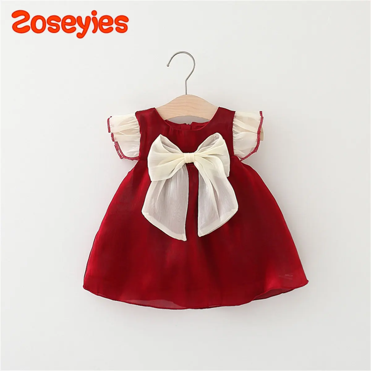 Newborn Girl Summer Dress Red Mesh Baby Princess Dress Christmas Dress Big Bow Girl Bunny Dress