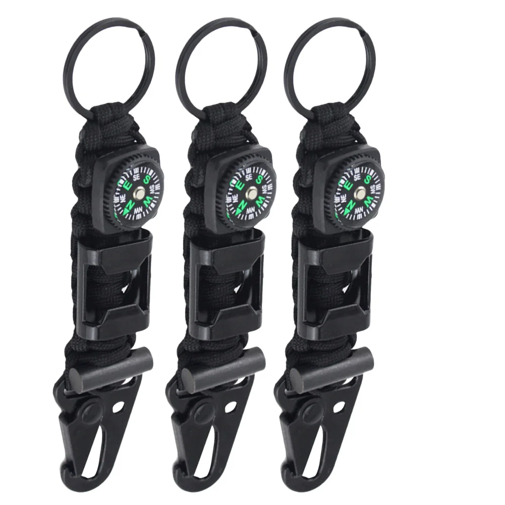 

3pcs Survival Compass Climbing Buckle Metal Carabiner Outdoor Carabiner Safe Emergency Tool For Hiking Camping Gear