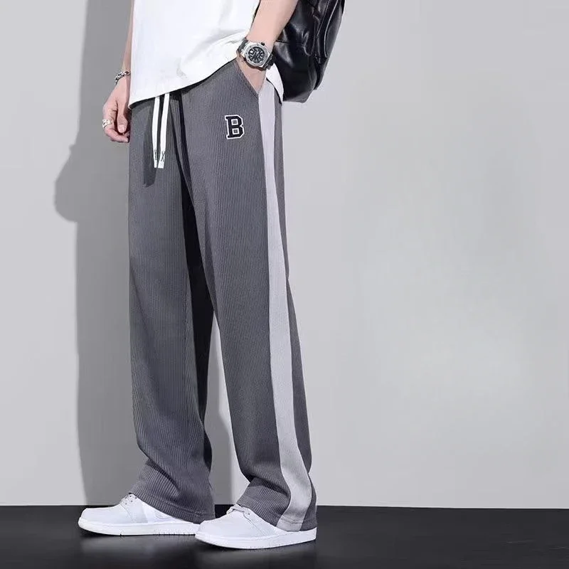 Men's Casual Pants Baggy Male Trousers Summer Ice Silk Cooling Thin Cool Loose New In Low Price Stylish Streetwear Big Size Sale