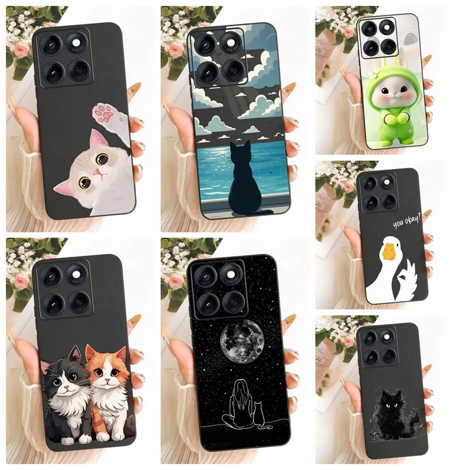Para Motorola Edge 60 Pro Funda Moto Edge 60 Fusion 5G Funda lindo gato dibujos animados Fundas mate de silicona suave para Moto Edge 60 60s Funda